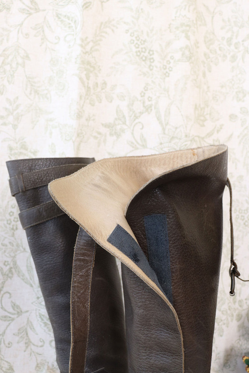 Charcoal Leather Riding Boots 7