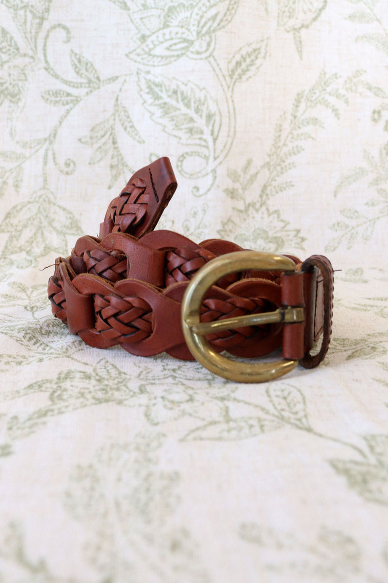 Mahogany Braided Leather Belt