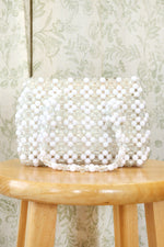 1960s Crystal White Beaded Handbag