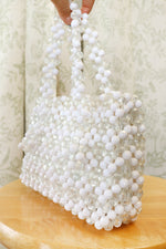 1960s Crystal White Beaded Handbag