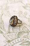 Brutalist Brass Cage Opalescent Ring
