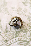 Brutalist Brass Cage Opalescent Ring