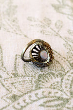 Brutalist Brass Cage Opalescent Ring