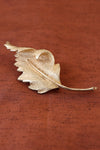 Coro Textural Leaf Brooch