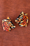 Tiger Zebra Enamel Mosaic Earrings
