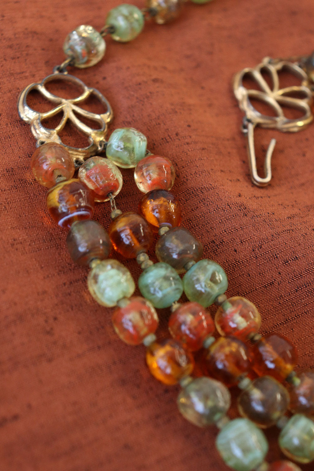 Earthy Glass Bead Cascade Necklace