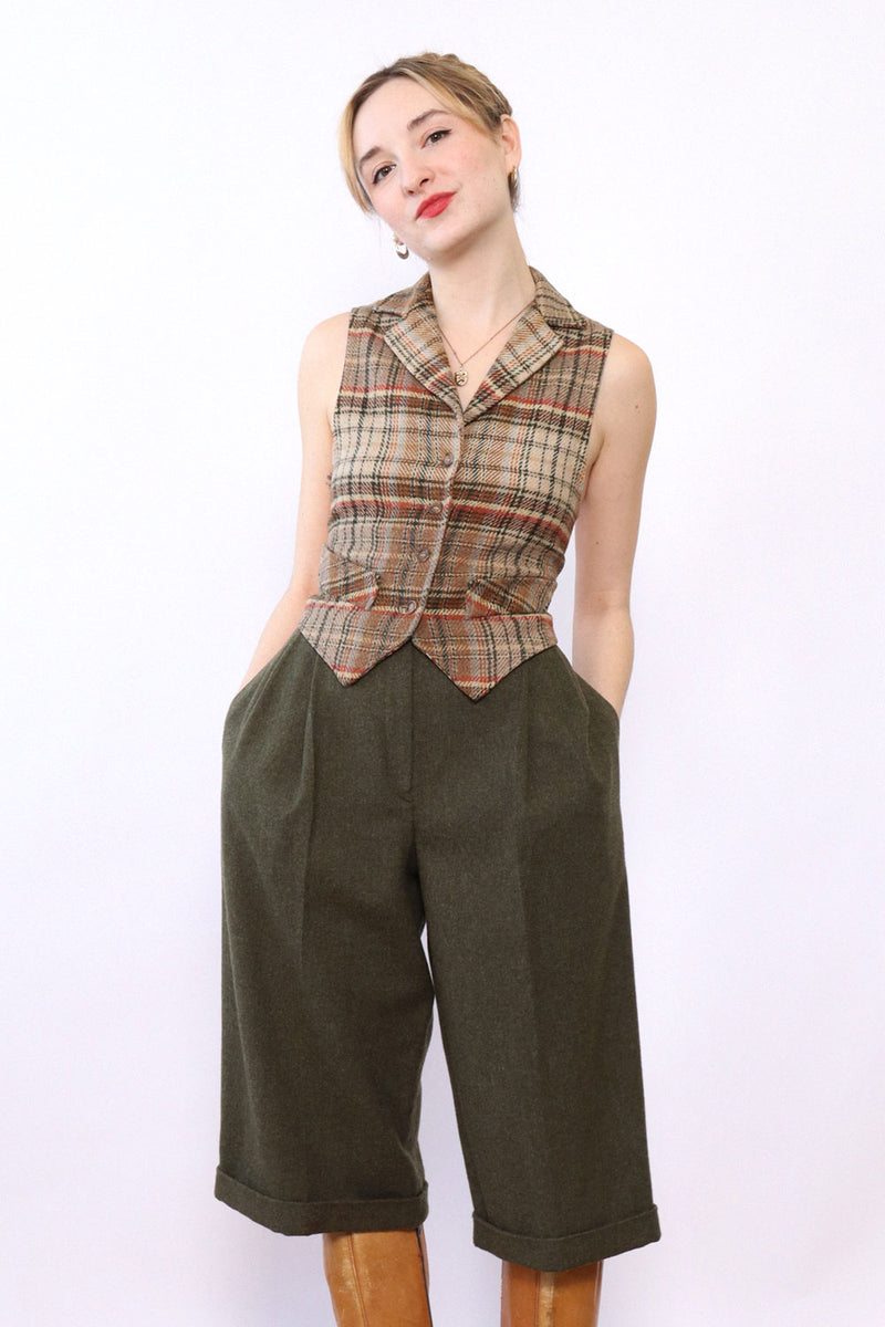 Perry Ellis Spruce Wool Gauchos S