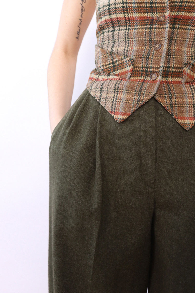 Perry Ellis Spruce Wool Gauchos S