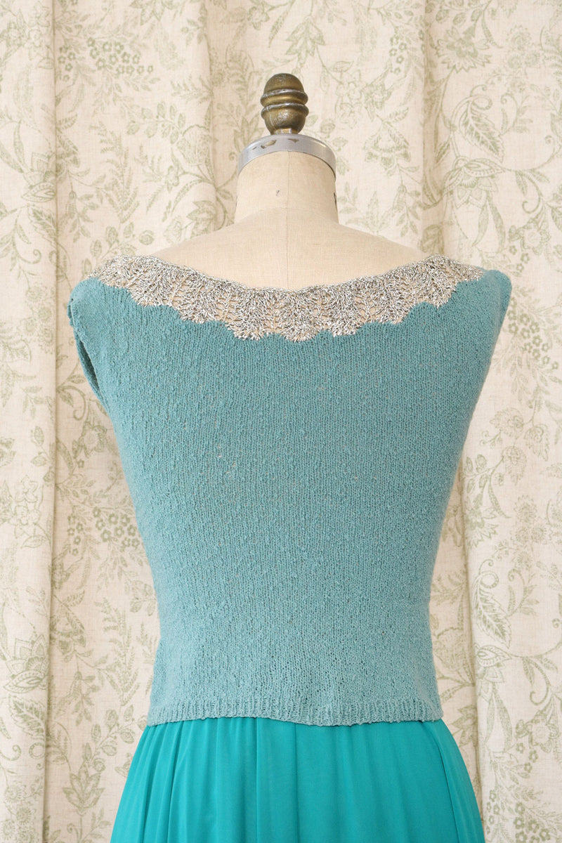 Ice Blue Metallic Crop Knit XS/S