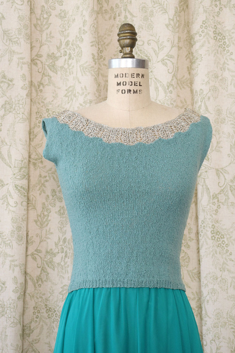Ice Blue Metallic Crop Knit XS/S