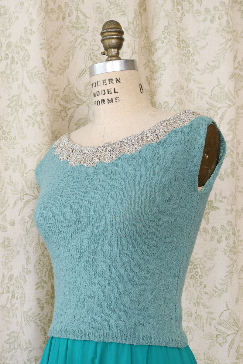 Ice Blue Metallic Crop Knit XS/S