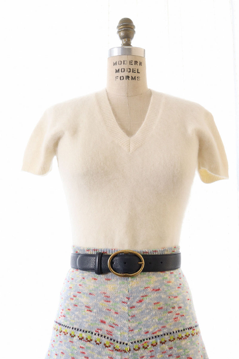 Fluffy Angora V-neck Sweater M/L