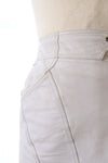 White Leather Moto Skirt L