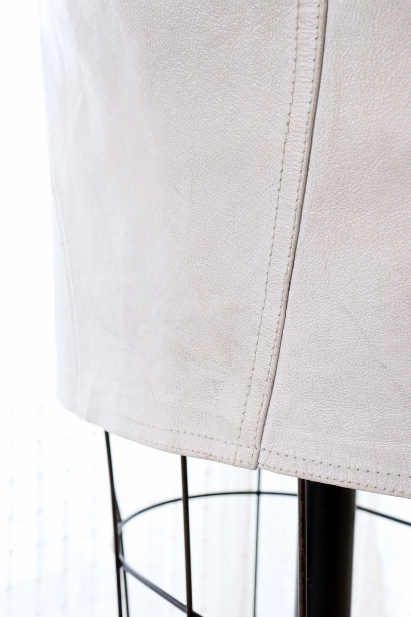 White Leather Moto Skirt L