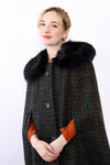 Fox Fur Collared Tweed Cape XS/S