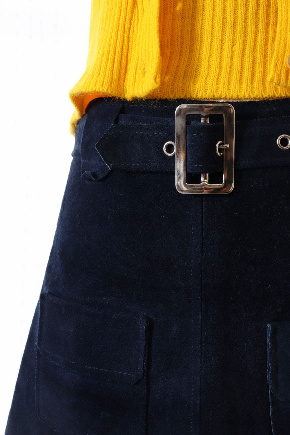 Navy Suede Mini Skirt S/M