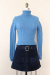 Stormy Blue Wool Turtleneck M-M/L