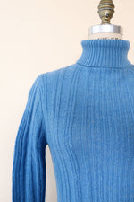 Stormy Blue Wool Turtleneck M-M/L