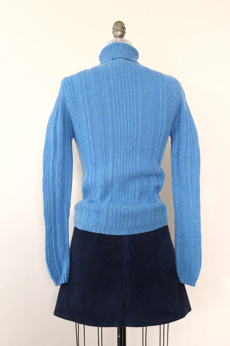 Stormy Blue Wool Turtleneck M-M/L