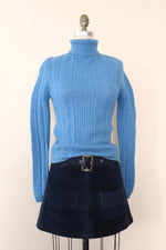 Stormy Blue Wool Turtleneck M-M/L