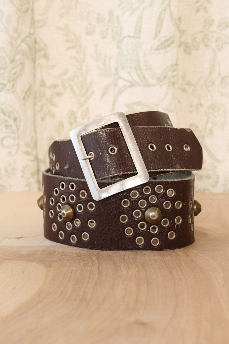 Thick Studded Leather Belt