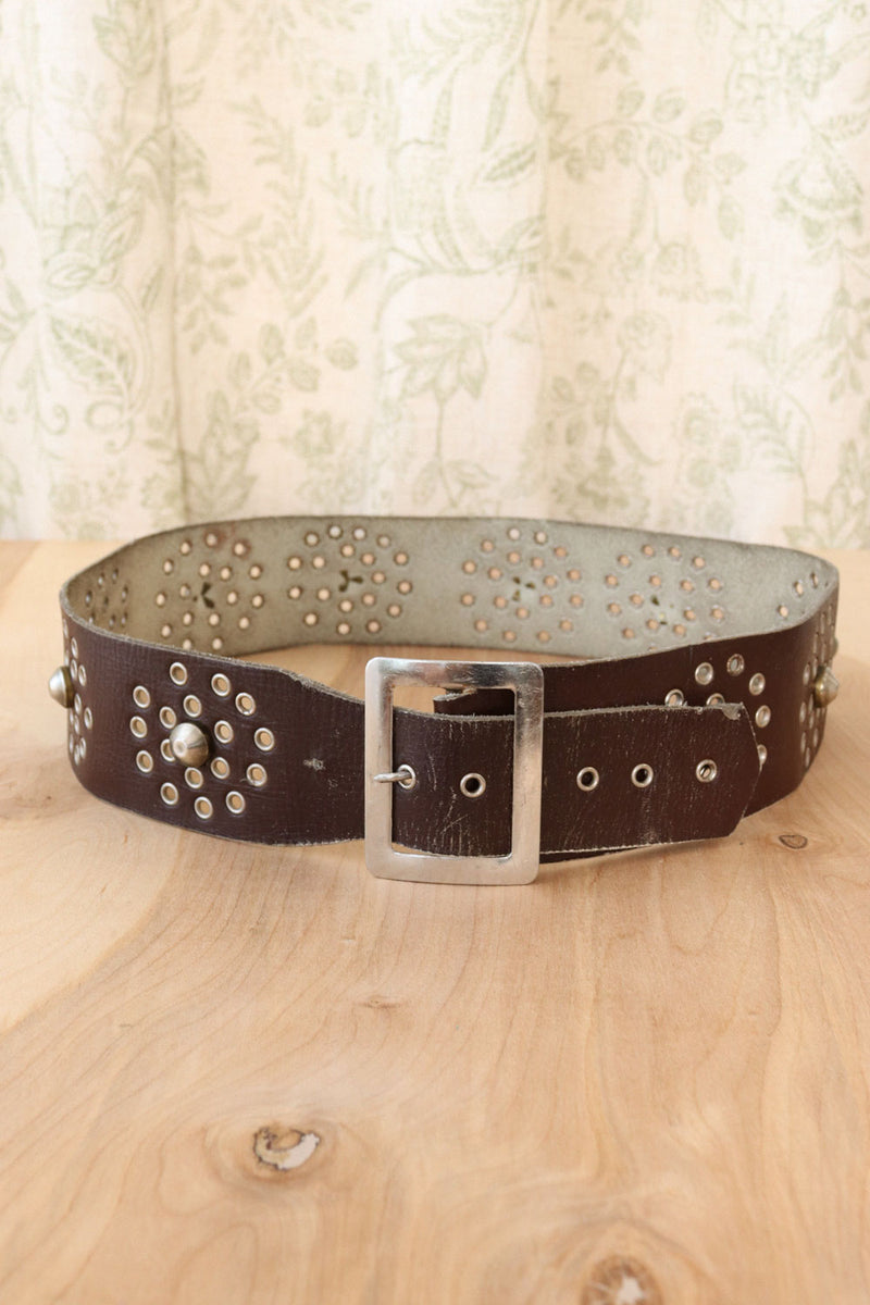 Thick Studded Leather Belt