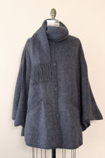 Stormy Gray Alpaca Poncho S-L