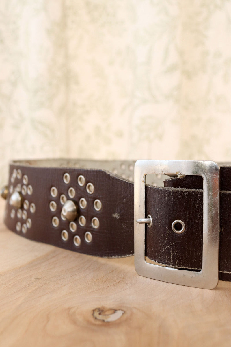 Thick Studded Leather Belt