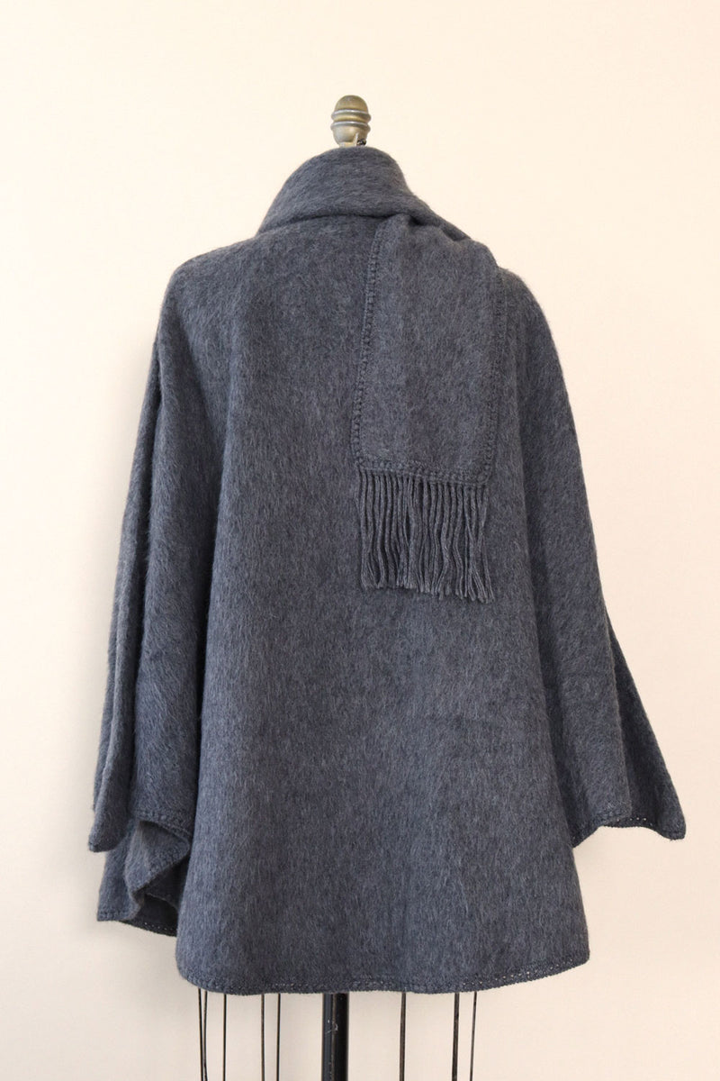 Stormy Gray Alpaca Poncho S-L