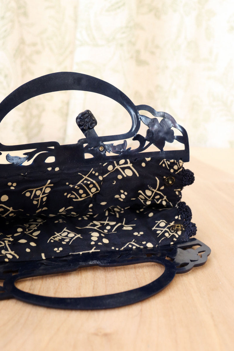 Navy Crochet 1930s Purse