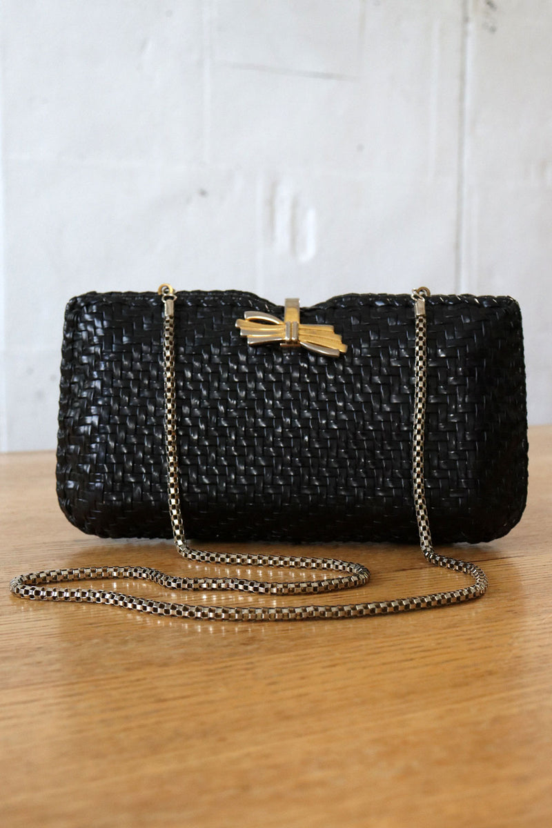 1970s Glossy Wicker Chain Purse