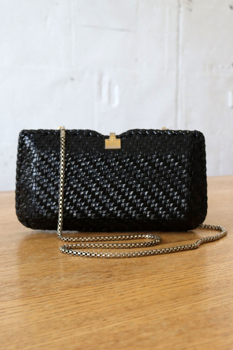 1970s Glossy Wicker Chain Purse