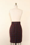 Nubby Plaid Belted Pencil Skirt M