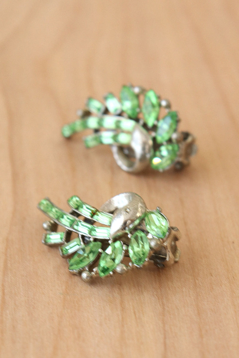 Green Crystal Clip-ons