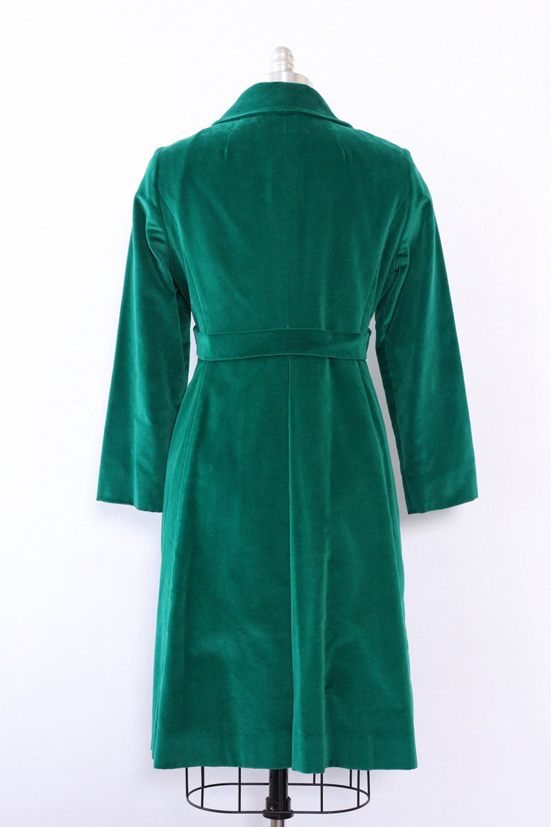 Bottle Green Velvet Trench S/M