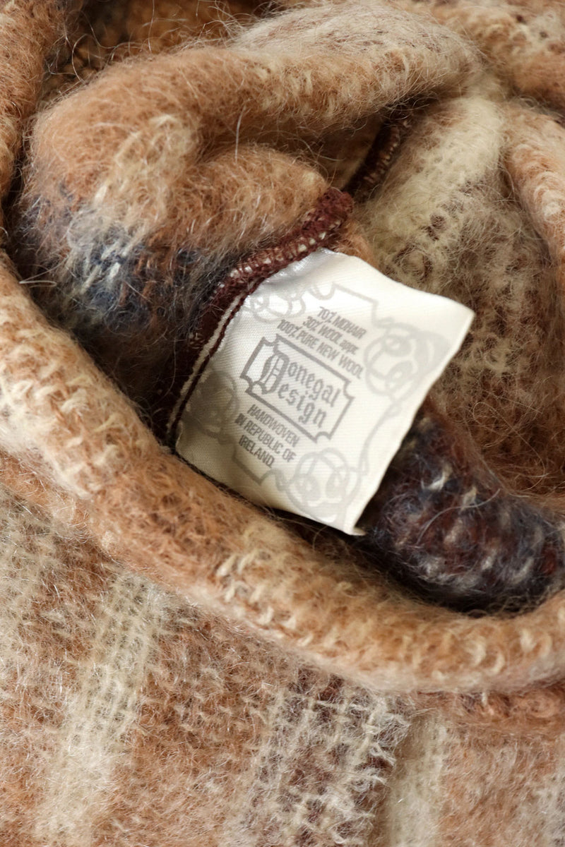 Donegal Mohair Latte Plaid Cap & Scarf Set
