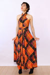 Lillie Rubin 1950s Full Circle Plaid Halter Dress XS