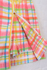 Highlighter Plaid Zipper Skort S/M