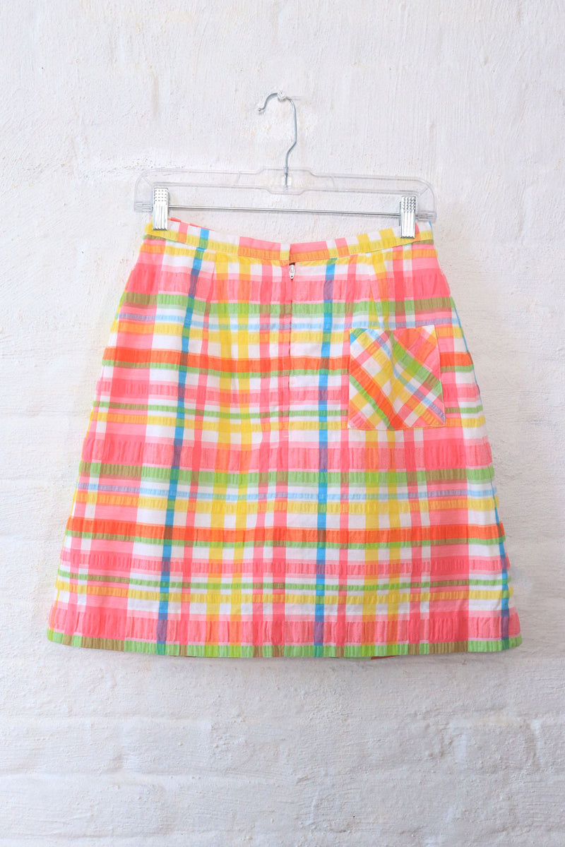 Highlighter Plaid Zipper Skort S/M