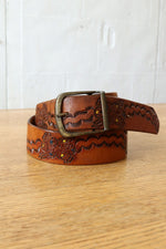 Hand Tooled Bouquet Leather Belt