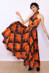 Lillie Rubin 1950s Full Circle Plaid Halter Dress XS
