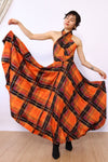 Lillie Rubin 1950s Full Circle Plaid Halter Dress XS