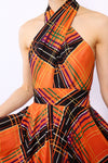 Lillie Rubin 1950s Full Circle Plaid Halter Dress XS