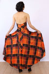 Lillie Rubin 1950s Full Circle Plaid Halter Dress XS