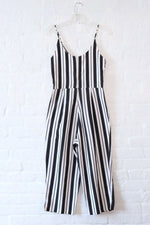 Monochromatic Stripe Crop Jumpsuit S-S/M