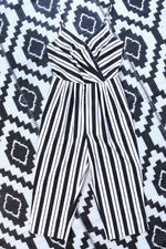 Monochromatic Stripe Crop Jumpsuit S-S/M