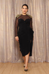 Gold Shoulder Sheer Silhouette Dress M/L