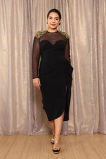 Gold Shoulder Sheer Silhouette Dress M/L