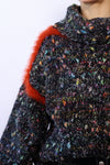 Speckled Angora Trim Pullover S-L