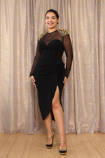 Gold Shoulder Sheer Silhouette Dress M/L